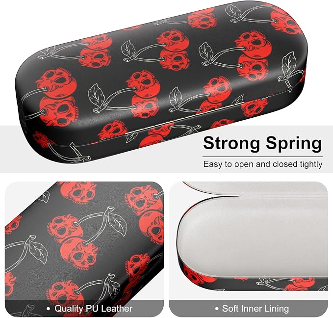 Hard Shell Leather Sunglasses Case,Classic Fashionable Cute Large Glasses Case for Women Men,Sunglass Eyeglasses