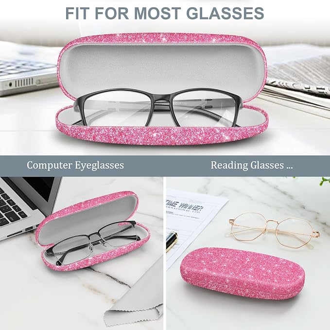FINTIE Hard Shell Eyeglasses Case, Portable Protective Glasses Cover Eyeglass Holder Box with Cleaning Cloth for Men Women