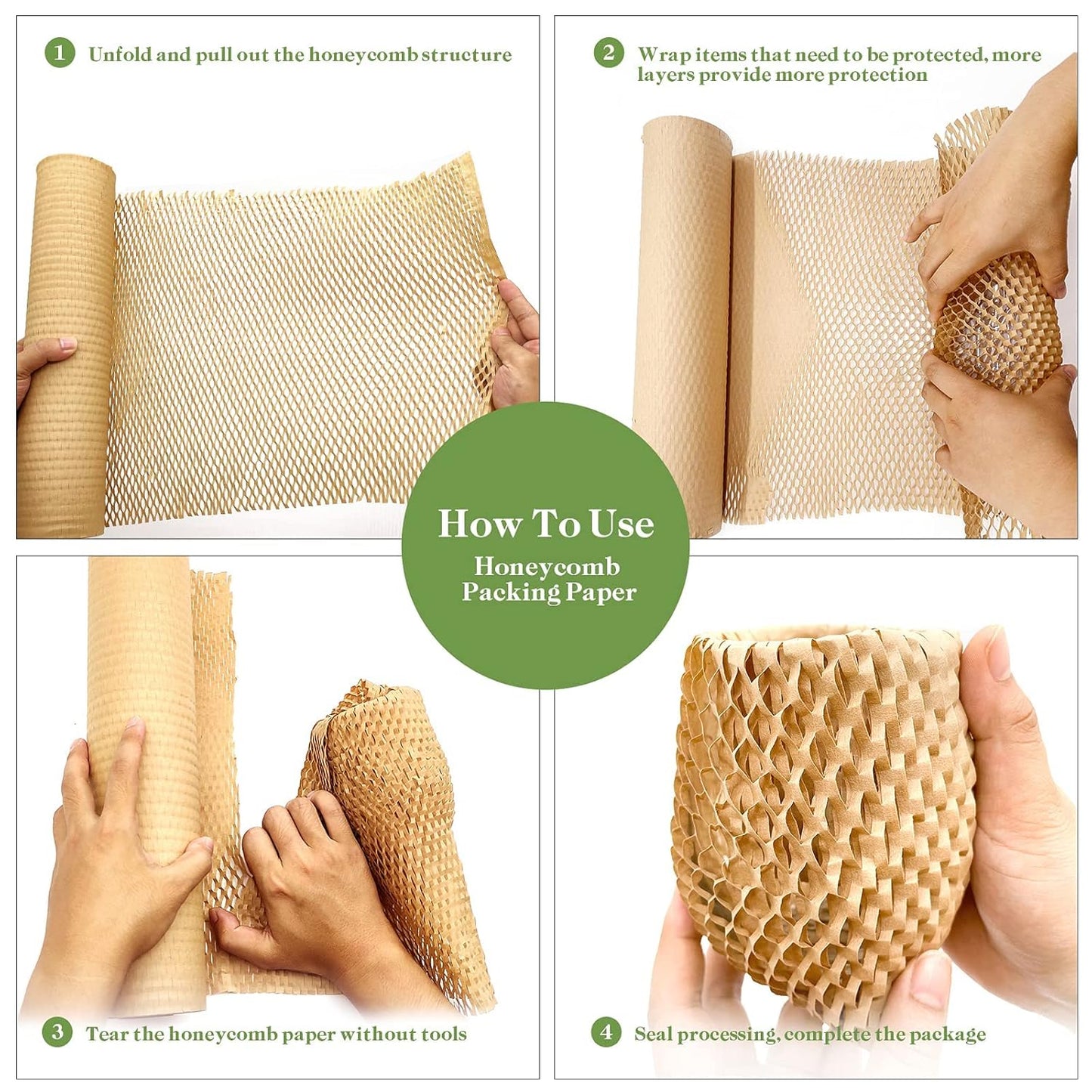 Honeycomb Packing Paper, 12" x 35' Honeycomb Cushioning Wrap Roll for Moving Shipping Packaging Gifts, Recyclable Honeycomb Paper Moving Supplies Bubble Paper Wrapping Protective Roll