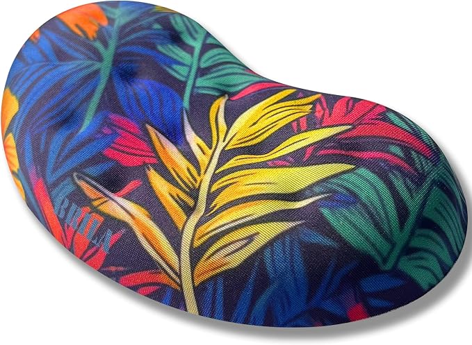 BRILA Ergonomic Memory Foam Mouse Wrist Rest Support Pad Cushion for Computer, Laptop, Office Work, PC Gaming - Massage Holes Design - Wrist Pain Relieve (Vibrant Plants)