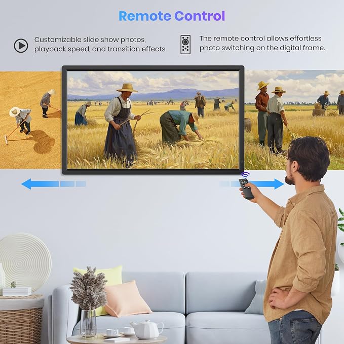 64GB 32" Large Digital Picture Frame, Uhale WiFi Electronic Photo Frames with 1920 x 1080 FHD IPS Screen, Support Auto-Rotate Wall Mounted SD&USB Card, Share Photos/Videos from Phone Instantly