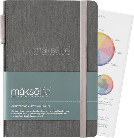 90-Day Quarterly Planner - Entrepreneur Goal Setting & Project Management, Undated 3-Month Productivity Planner for Small Business Owners, Dark Gray
