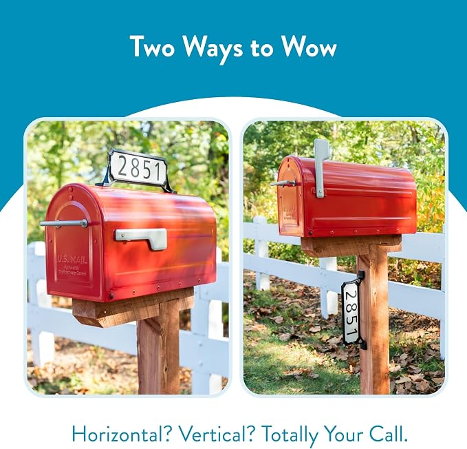 Architectural Mailboxes 3460B Manhattan Address Plaque, Small, Black | High-visibility, 2-sided in rust-proof plastic with UV-resistant finish. Vertical or horizontal mounting, hardware included.