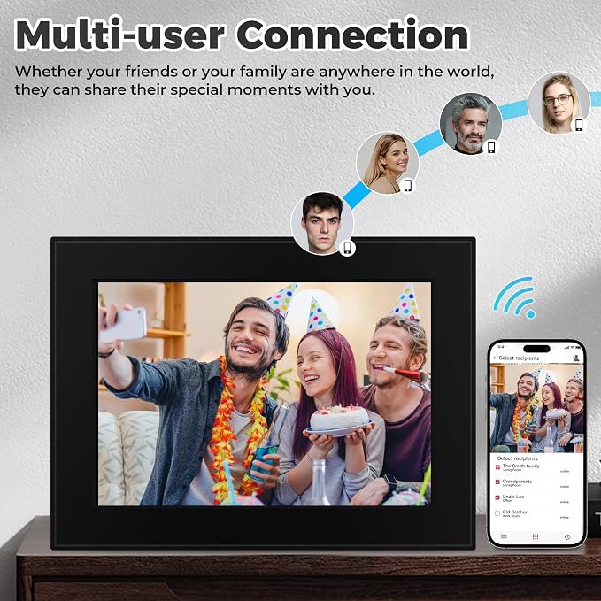 32GB FRAMEO 10.1 Inch Smart WiFi Digital Photo Frame 1280x800 IPS LCD Touch Screen, Auto-Rotation, Share Moments Instantly via Frameo App from Anywhere, Support Schedule Adding & Calendar Display