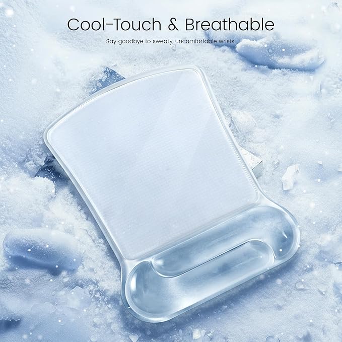 Ospelelf Clear Gel Mouse Pad with Wrist Rest, Ergonomic Cushioned Support for Typing, Relief Carpal Tunnel, Wrist Pain, Easy to Clean & Cooling, Comfort for Office, Computer, Programmer, Gamer