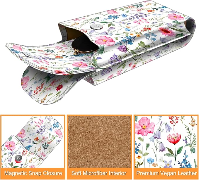 FINTIE Double Glasses Case with Carabiner Hook, Portable Vegan Leather Eyeglass Case Anti-scratch Sunglasses Pouch