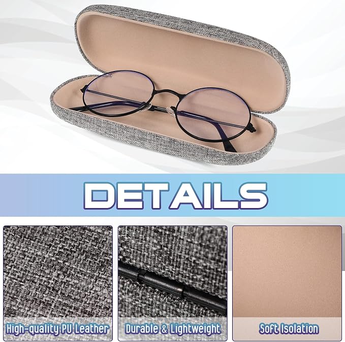 Frienda 2 Set Eyeglass Case Kit Hard Shell Fabric Dusty Colors Eyeglass Case with Storage Bag Glasses Chain Cleaning Cloth