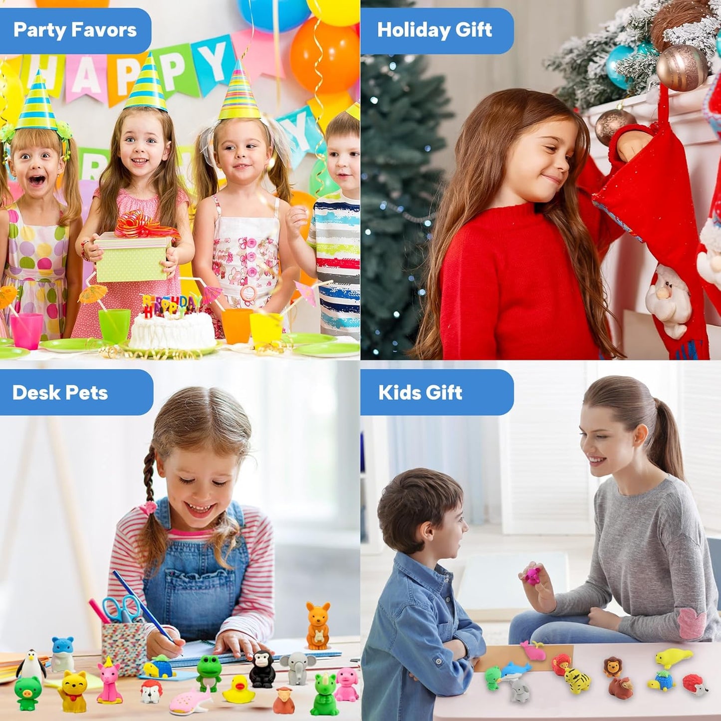 Animal Erasers for Kids, 35 Pcs Pencil Erasers Bulk Mini Animal Erasers Treasure Box Toys for Classroom Prizes School Supplies Party Favors