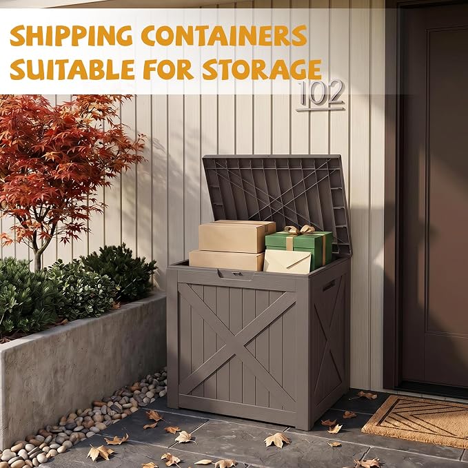 40 Gallon Package Delivery Boxes for Outside, Resin storage box with an X-shaped design, Storage Cabinet for Parcel Shipping & Storage