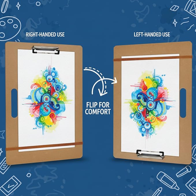 Artlicious Drawing Board - 13 x 17 Sketch Boards with Handle for Drafting Art - Portable Wooden Clipboard for Class or Studio Fit in Artists Tote