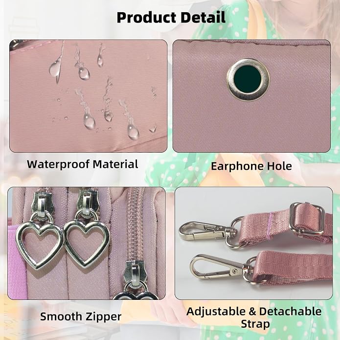 Small Crossbody Bag for Women - Mini Phone Purses with Crossbody Strap and Wallet - Nylon Arm Bag