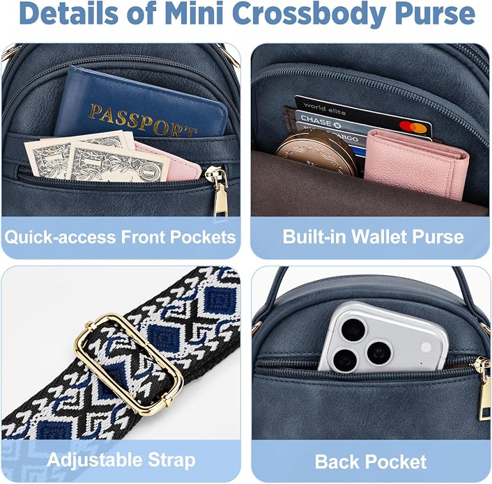 Anti Theft Crossbody Bag for Women RFID Small Purse Travel | Secure Crossbody Phone Purse with Handle, 5 RFID Slots, 7-Pocket Fits 7.9" Tablet, Adjustable Strap, Hands-Free Everyday