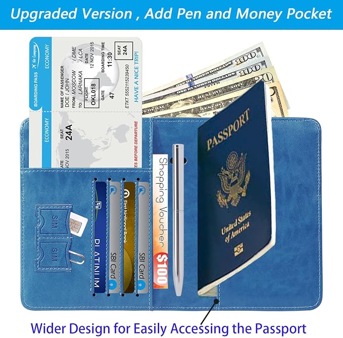 Passport Holder, Travel Essentials, Passport Cover, RFID Travel Wallet | Passport Wallet, Travel Accessories, RFID Blocking, Synthetic Leather Card Case, International Must Haves, For Women Men