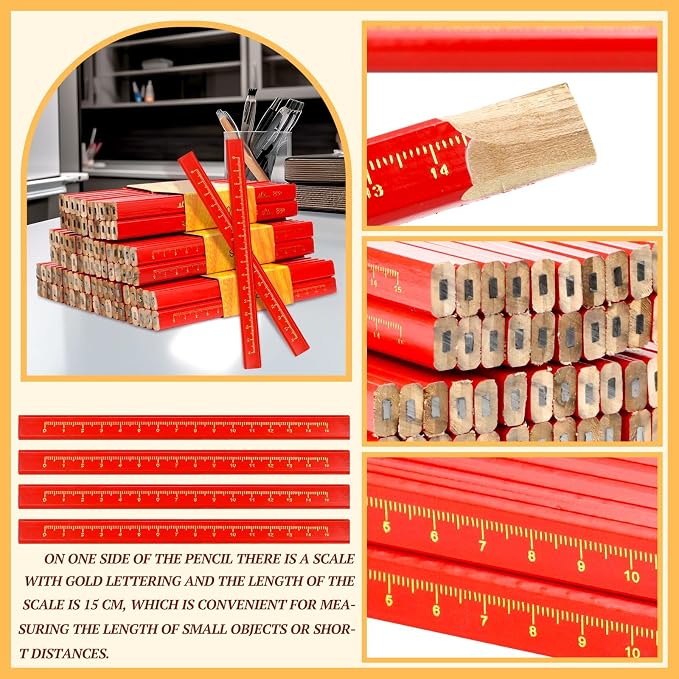 60 Pcs Pcs Carpenter Pencils, Octagonal Hard Black Carpenter Pencils for Woodworking Marking & Construction Plans