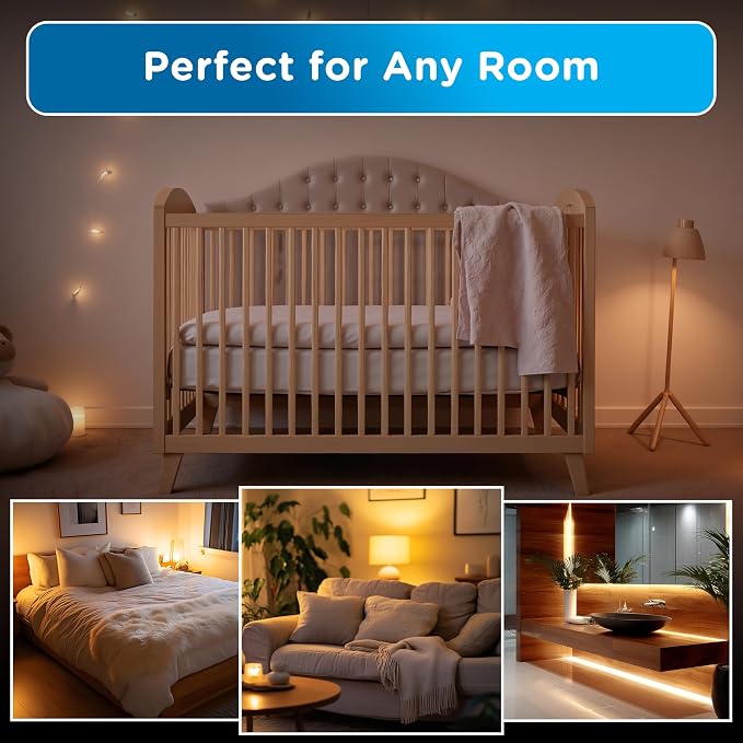 Enbrighten SleepLite Motion Sensor Night Lights Plug Into Wall Nightlight Amber Light Bathroom Bedroom Kitchen Nursery Kids Adults Brushed Nickel
