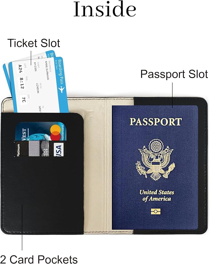 Passport Holder for Travel, RFID Blocking Waterproof PU Leather Travel Passport Cover Case Wallet