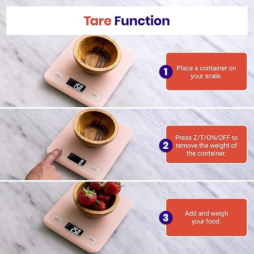 Etekcity Food Kitchen Scale, Digital Grams and Ounces, Medium | Tare function, ideal for baking, weight loss, keto, meal prep, packages, liquids and jewelry, Pink