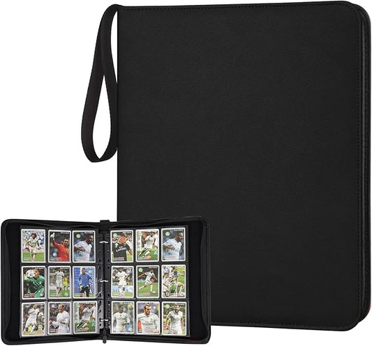 GERMUN 3 Ring 9 Pocket Zipper Card Binder, 720 Double Sided Standard PU Trading Card Album Folder for TCG & Sports Cards, Not Fit Top Loaders (Diamond Black)