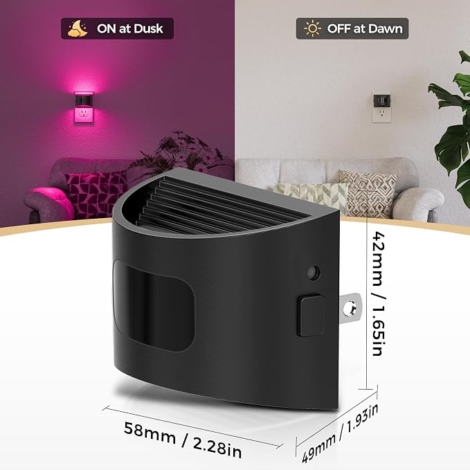 DORESshop LED Night Light[4 Pack], Night Lights Plug into Wall, 8-Color RGB LED Nightlight with Motion Sensor, Dusk to Dawn Sensor, Nightlights for Adults, Bedroom, Bathroom, Hallway