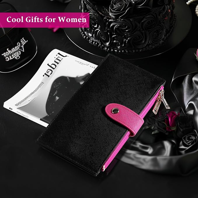 Travelambo RFID Wallet Women Bifold Multi Card Wallet Case with Zipper Pocke Credit Card Holder for Women