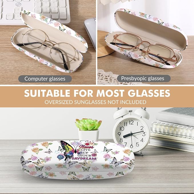 Glasses Case Hard Shell,Portable Protective Eyeglasses Case, Eyeglass Holder Box with Cleaning Cloth, for men women