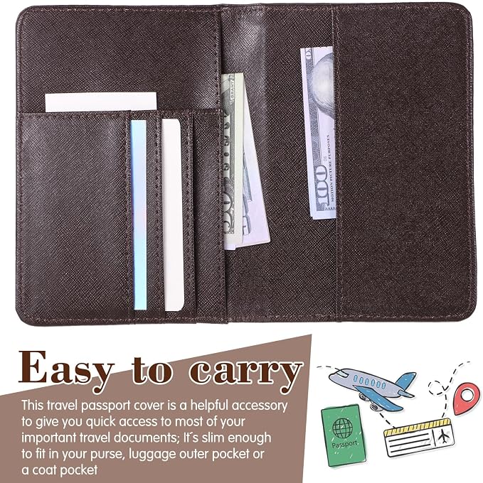 2 Pcs Passport Cover Holder for Travel Waterproof Leather Passport Wallet Case Book Travel Cruise Essentials for Women Men | 2 Pieces