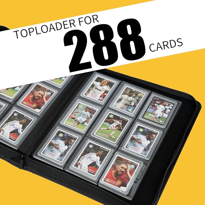 Toploader Binder,Toploader Hard Cases, 9-Pocket Pages Sleeves Hold up 288 Cards.Toploader Card Binder with Sleeves for “3×4” rigid，Card Holder(lake blue)