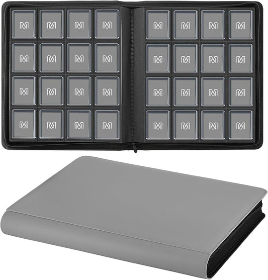 16 Pocket Toploader Binder,Holds 640 Top Loaders,Top Loader Binder for 3" x 4"Rigid Cards,Sleeves Card Collection Binder,20 Double Sided Pages,Compatible with Trading & Sports Holder (16Dark Grey)