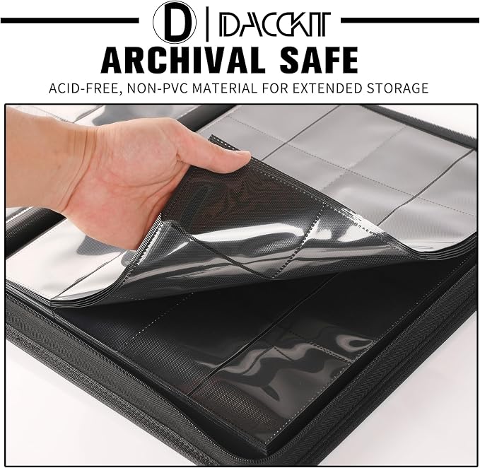 D DACCKIT Card Binder 16 Pocket - Fits 1024 Cards，4X4 Ringless Card Album with Sleeves for Trading Cards & Sports Cards（Model A，Classic Red）