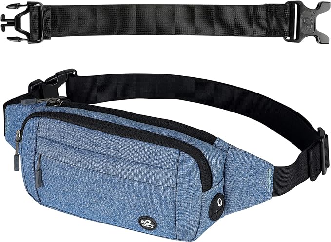 WATERFLY Small Fanny Pack Crossbody Lightweight Waist Bag for Woman Man | Adjustable extender strap, Slim compact, Water-resistant durable material, Breathable back pad, Multi-scene for travel, daily