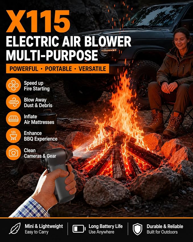 Compressed Air Duster 180000RPM – Super Power Cordless Electric Air Duster with 3-Speed Turbo Fan, Rechargeable Air Blower for Computer, Keyboard, Car, Camera & Home Cleaning