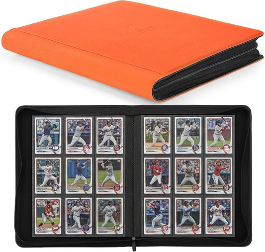 Trading Card Binder, Premium 9 Pocket 540 Double Sided Pocket Collection Binder, Card Album for TCG Card Holder for Game Card, Sports Card, Yugioh, MTG etc(Orange)