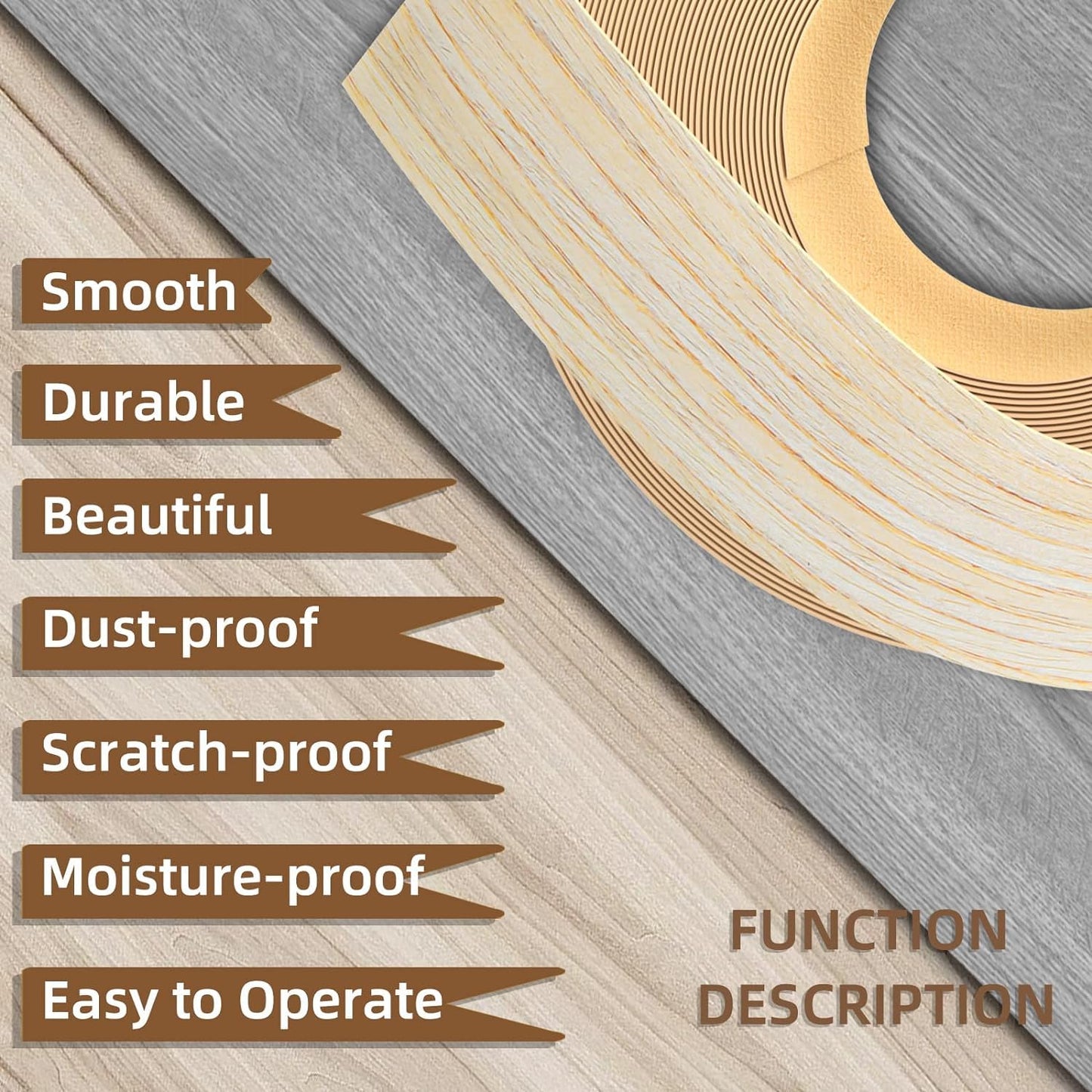 GSCIT Club Oak Edge Banding, 1 1/2 inch x 500ft roll of Veneer Edge Banding Preglued Flexible, Wood Tape Banding for Repair Furniture