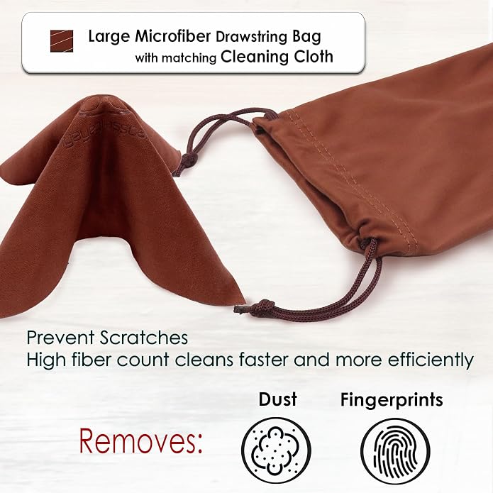 MyEyeglassCase - Large Sunglasses Case - Glasses Holder with Pouch & Cloth - Eyeglass Hard shell Medium - Extra Large frames