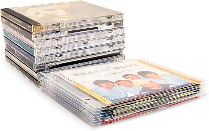 Tarifold CD Storage Bundle, 100 Binder Sleeves and 4 Binders, 2-Ring Holes | Holds CD, cover art and booklet, secure closing flap, 25 sleeves per binder, polypropylene, saves up to 70% storage space