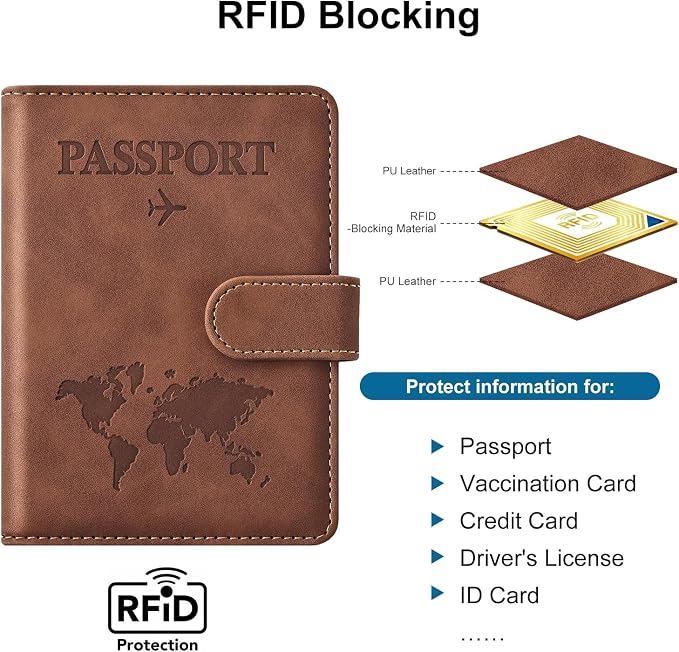 Passport Holder for Travel Women and Men RFID Passport Holder with Card Slots Holder Passport Case Passport cover Passport Wallet Travel Essentials and Accessories