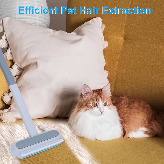Pet Hair Remover for Furniture-17.3" Reusable Lint Brush for Dog & Cat Hair | Multifunctional fur removal tool, gentle on couches, carpets, car seats, clothes & bedding