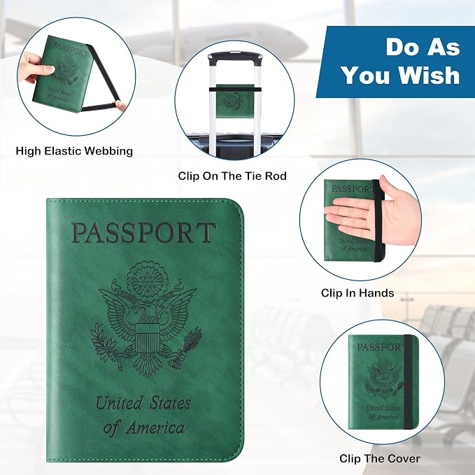 Passport Holder for Travel Essentials, RFID Passport Cover | Rfid Blocking Wallet, Synthetic Leather Case, Vacation Travel Accessories, For Women Men