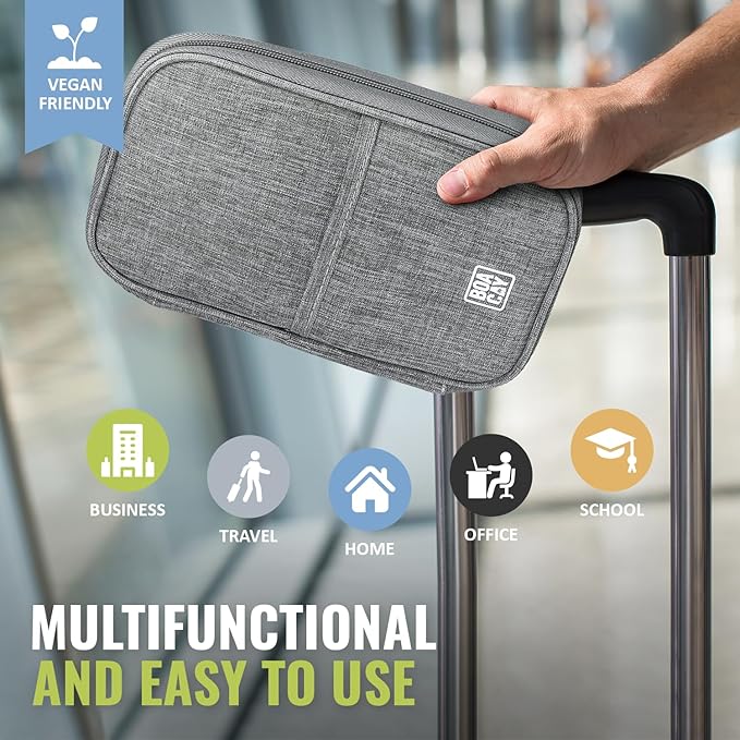 Travel Document Organizer with RFID, Family Passport Holder, Wallet for Women & Men, Portable & Waterproof Case for Cards, Boarding Pass, Money