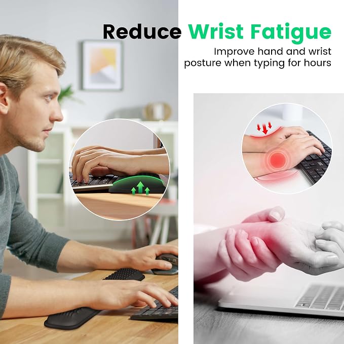 MEKASS Keyboard Wrist Rest for 60% Compact Keyboard, Ergonomic Soft Memory Foam Wrist Support with Non-Slip Silicone Base, Keyboard Pad Relieve Wrist Pain from Laptop, Computer, Typing(Classic Black)