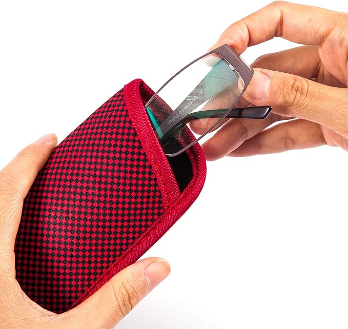 TRIUMPH VISION 3 Pack Reading Glasses Pouch Soft Case Eyeglass Sleeve Slim | Alternative to Bulky Case in bag, Lightweight Lined Padded Protect Optical lens Slip in, Cute Pattern Portable for Daily Use