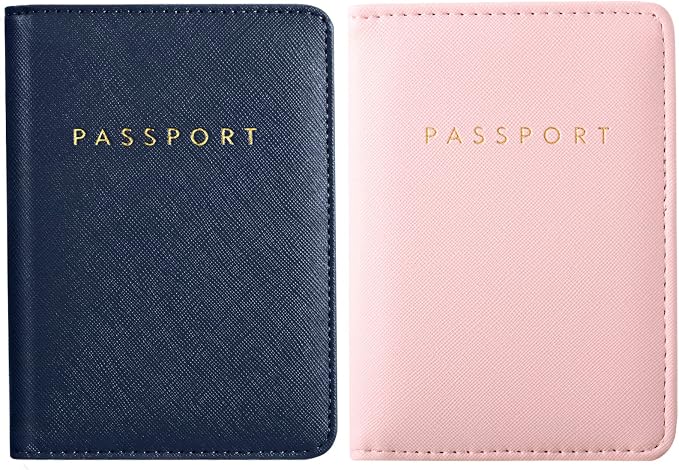 2 Pcs Passport Cover Holder for Travel Waterproof Leather Passport Wallet Case Book Travel Cruise Essentials for Women Men | 2 Pieces