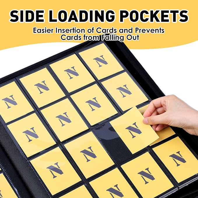 16 Pocket Card Binder,1280 Pockets Ringless Trading Card Binder,Premium Zipper Card Album Folder for TCG,MTG,Game&Sports Cards(BLACK)