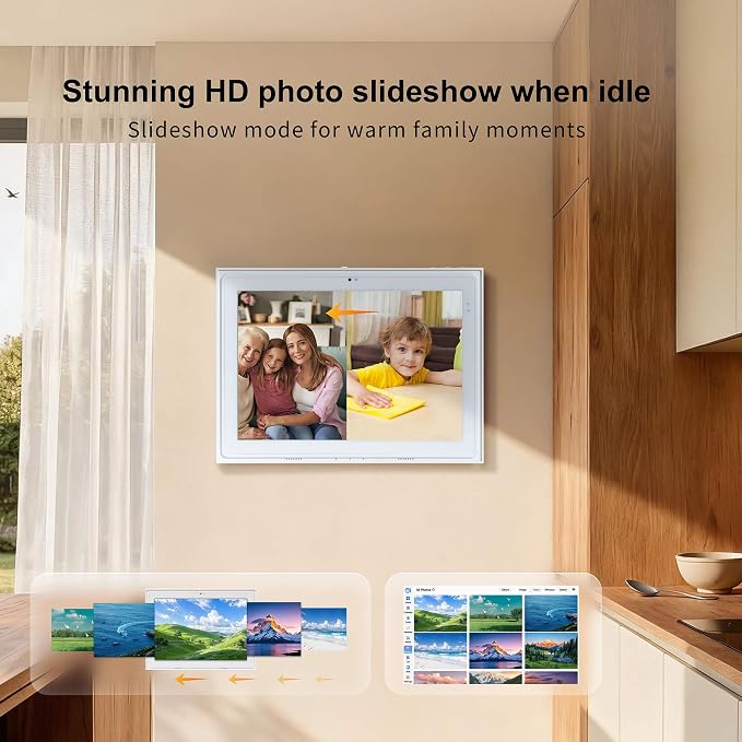 12.3-inch Digital Calendar Touchscreen for Family Kitchen Hub with Video | Calling No Subscription Fees, Real-Time Calendar Sync, Chore Charts, Meal Planner, Privacy Shutter, Wall and Desk Mountable