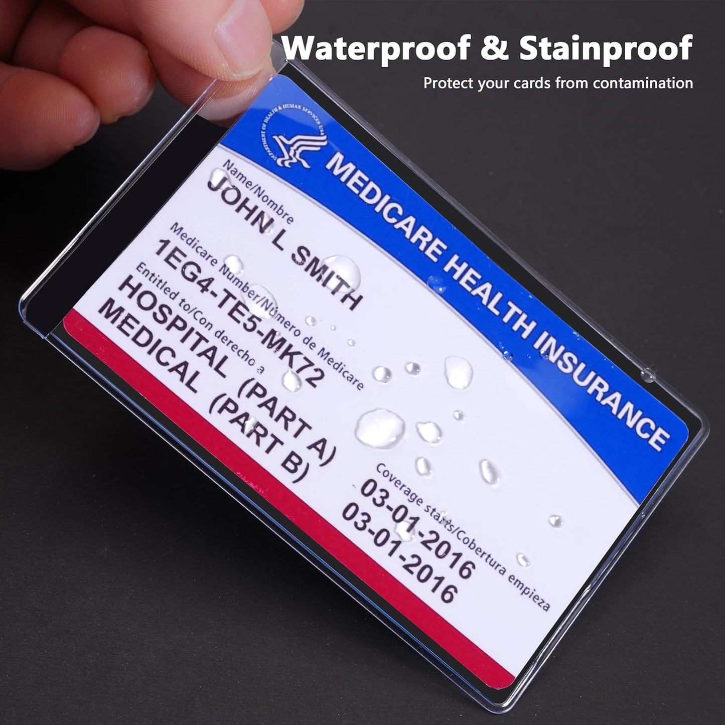 New Medicare Card Holder Protector Sleeves, Social Security Card Protector, 12 Mil Clear PVC Water Resistant Plastic Sleeves for New Medicare/Social Security/Business/ID/Credit Cards(6 Pack)