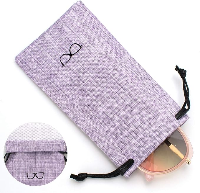 Vemiss Hard Shell Sunglasses Case, Large Linen Fabric Protective Glasses Case for Men Women