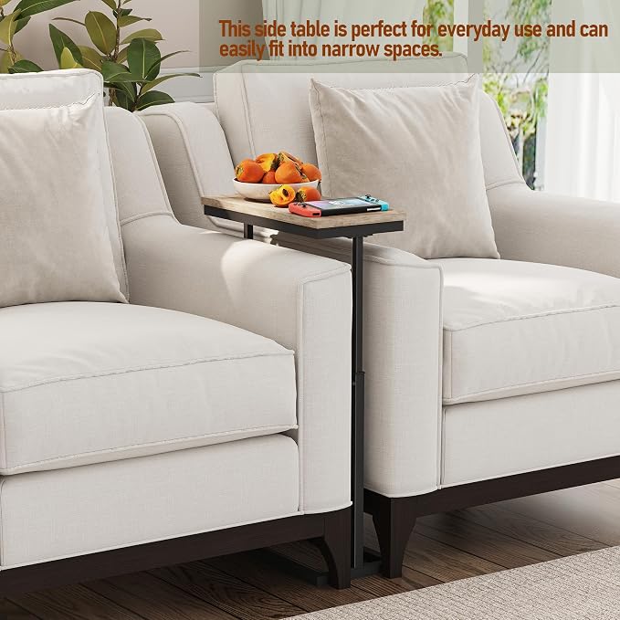 TUTOTAK End Table, Side Table, Tall Couch Table, Sofa Table, Set of 2 | for living Room, Bedroom, Greige TB01BG0832