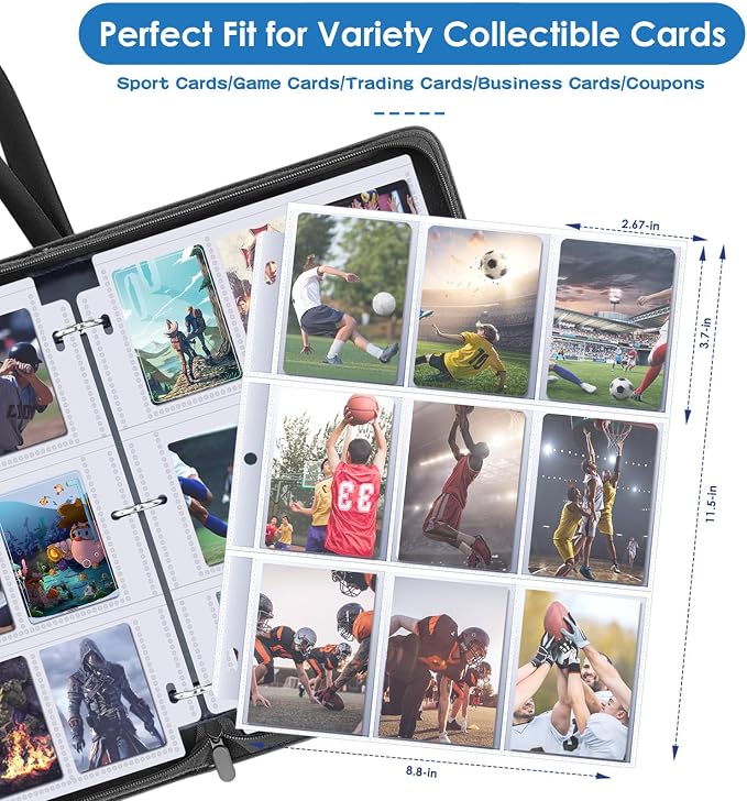 900 Pockets Card Binder, Trading Card 9 Pocket Durable Card Holder Album, Baseball Card Protectors for MTC,TCG, Game Cards, Sports Cards (Black)