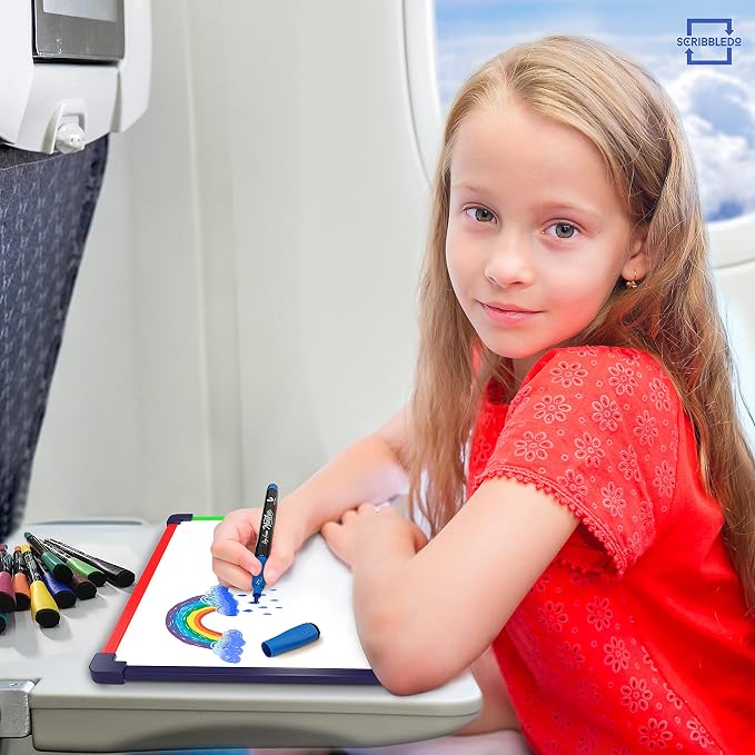 SCRIBBLEDO Colored Frame Magnetic Dry Erase White Board 9" X 12" WHITEBOARD Art Coloring White Board for Kids Car Airplane Travel Essentials Kids Travel Accessories Games