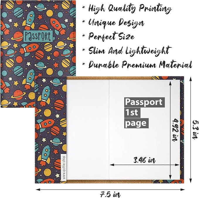 Passport Cover for Kids, Women and Men, Cute Travel Passport Holder (Dark Space)